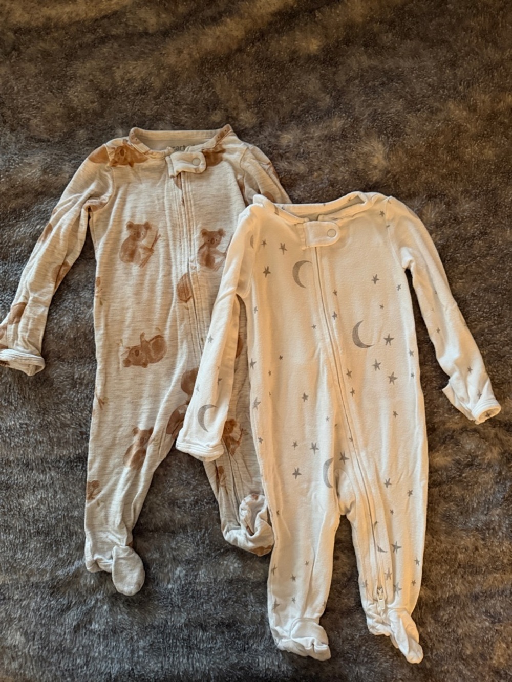 Carter's Two-Pack Footed One-Piece Pajamas - Cream & Light Brown